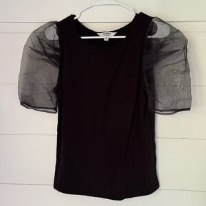 BB Dakota Black Sheer Puff Sleeve Blouse, Women’s M